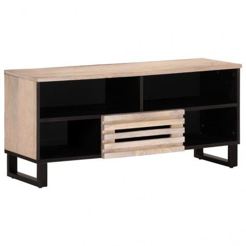 Tv-bord i massivt mangotræ - 100 × 34 × 46 cm, industriel stil