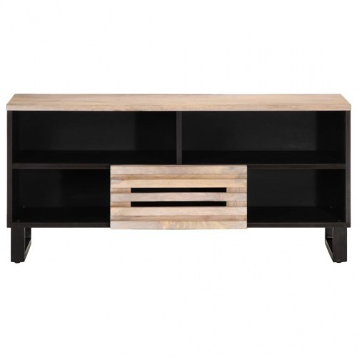 Tv-bord i massivt mangotræ - 100 × 34 × 46 cm, industriel stil