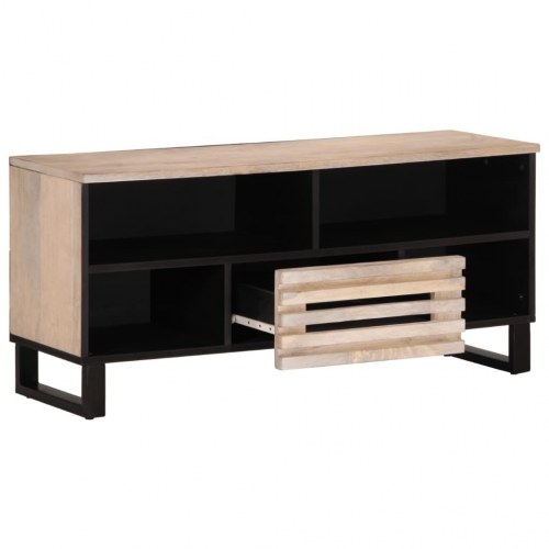 Tv-bord i massivt mangotræ - 100 × 34 × 46 cm, industriel stil
