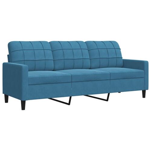 Sofasæt 4 dele med hynder og bolsterpuder velour blå