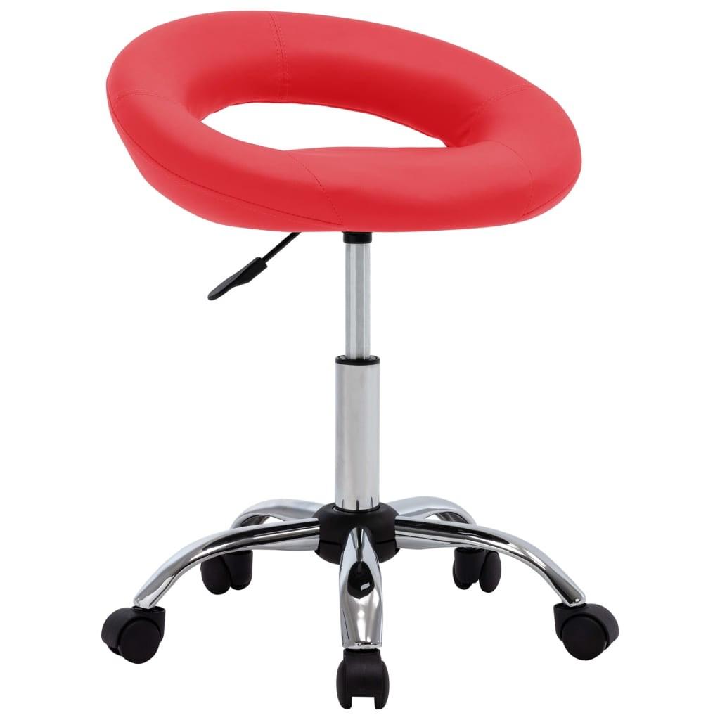 Arbejdsstol med hjul kunstlæder rød