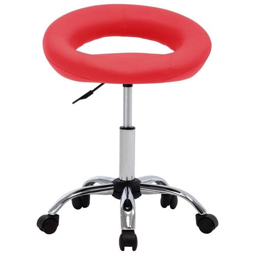 Arbejdsstol med hjul kunstlæder rød
