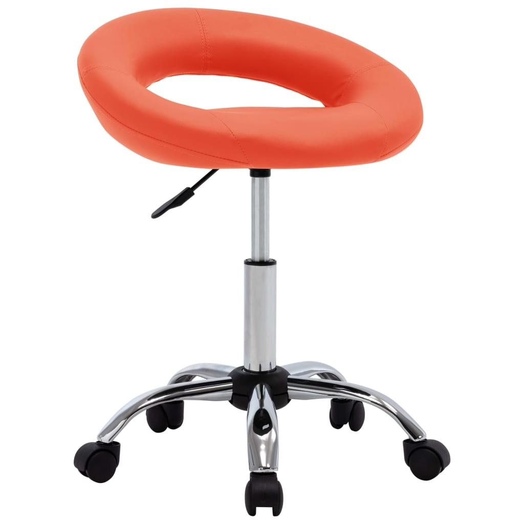 Arbejdsstol med hjul kunstlæder orange