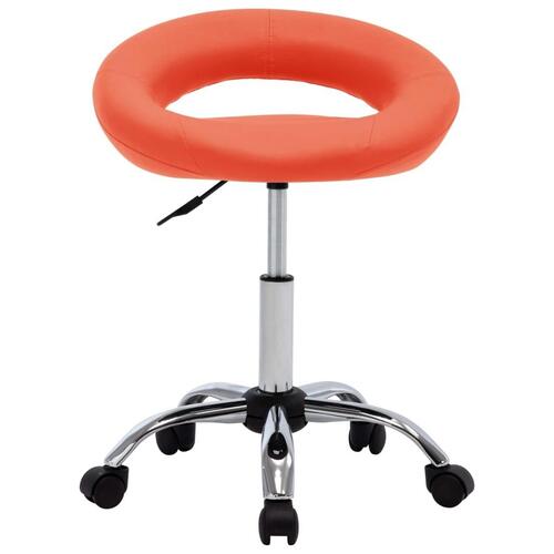 Arbejdsstol med hjul kunstlæder orange