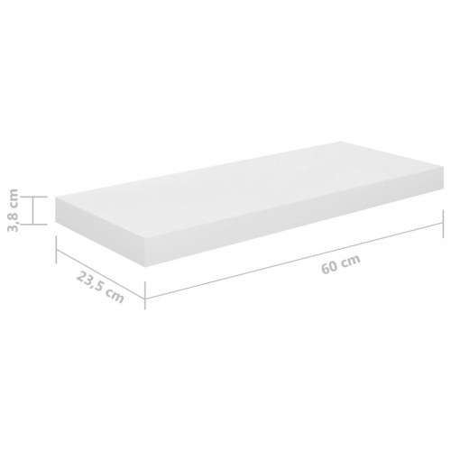 Væghylder 2 stk. 60 × 23,5 × 3,8 cm - MDF hvid højglans