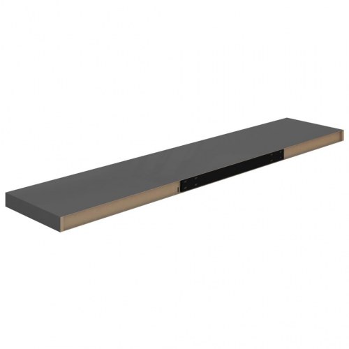 Væghylder 2 stk. 120 × 23,5 × 3,8 cm - MDF, grå højglans