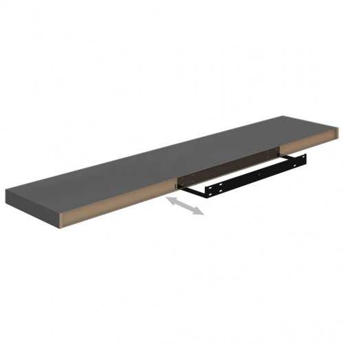 Væghylder 2 stk. 120 × 23,5 × 3,8 cm - MDF, grå højglans