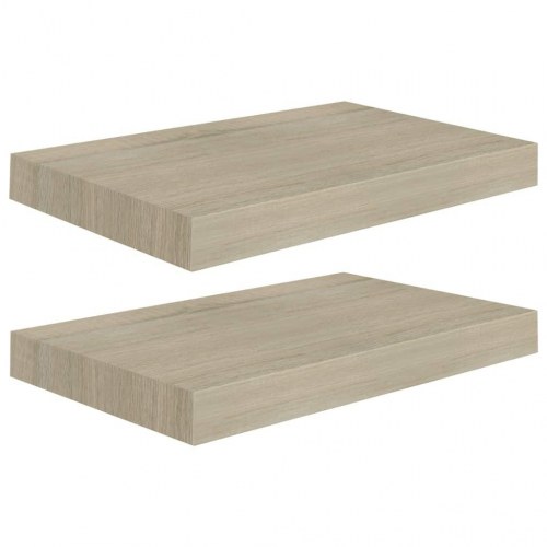 Væghylder 2 stk. - 40×23×3,8 cm i MDF, egetræsfarve