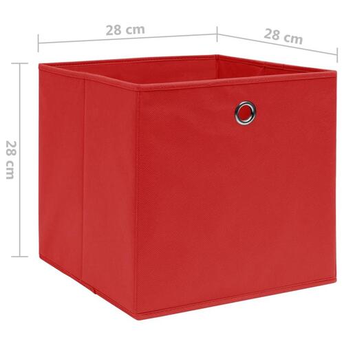 Opbevaringskasser 4 stk. ikke-vævet stof 28x28x28 cm rød