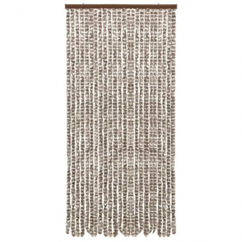 Insektgardin 100×220 cm i chenille - gråbrun/hvid