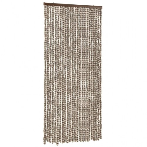 Insektgardin 100×220 cm i chenille - gråbrun/hvid