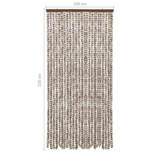 Insektgardin 100×220 cm i chenille - gråbrun/hvid