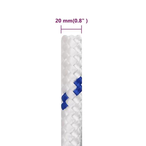 Tovværk til båd 20 mm 25 m polypropylen hvid