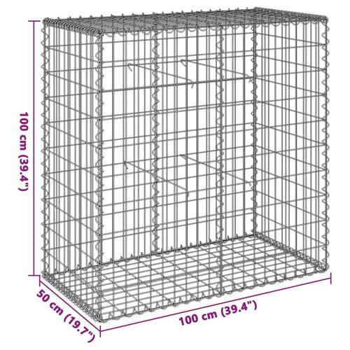 Gabionkurv med cover 100x50x100 cm galvaniseret jern