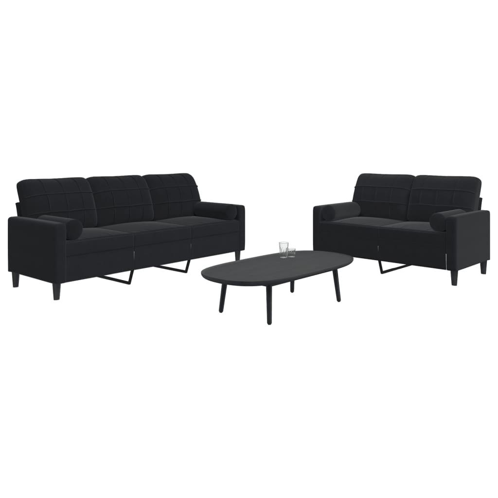 Sofasæt Dele Med Hynder Bolsterpuder Velour Sort