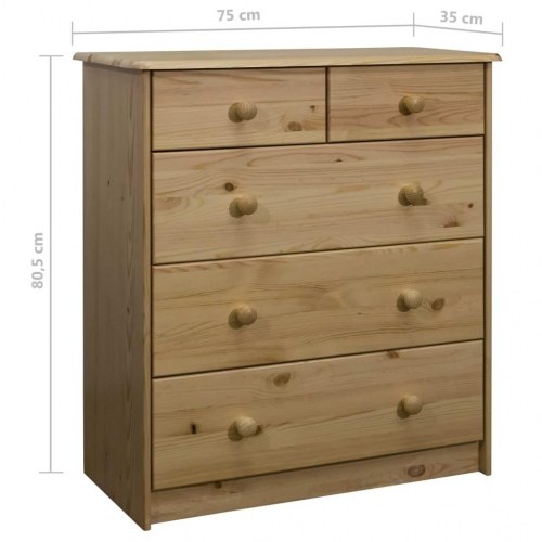 Kommode 75x35x80,5 cm massivt fyrretræ