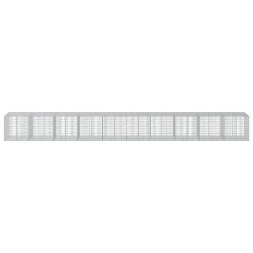 Gabionkurv med cover 1000x100x100 cm galvaniseret jern