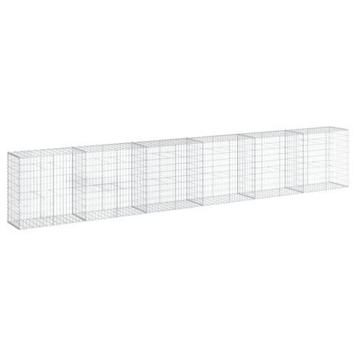 Gabionkurv med cover 600x50x100 cm galvaniseret jern
