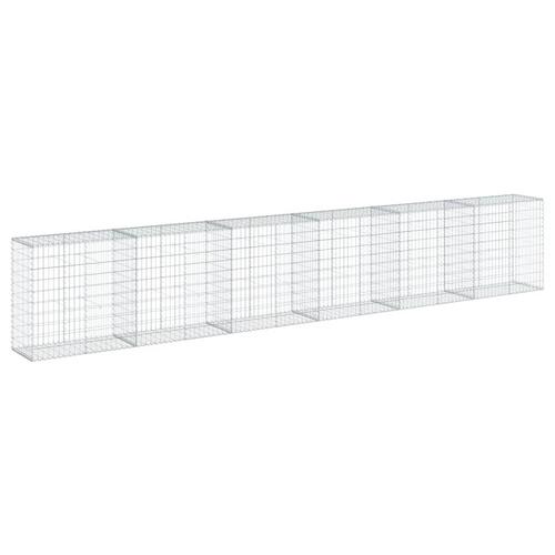 Gabionkurv med cover 600x50x100 cm galvaniseret jern
