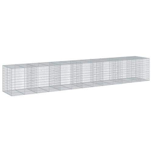 Gabionkurv med cover 650x100x100 cm galvaniseret jern