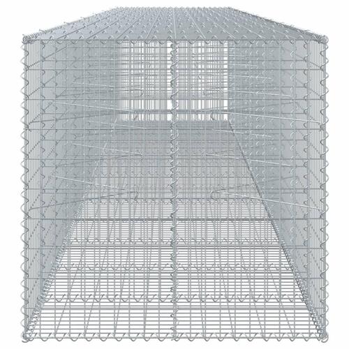 Gabionkurv med cover 650x100x100 cm galvaniseret jern