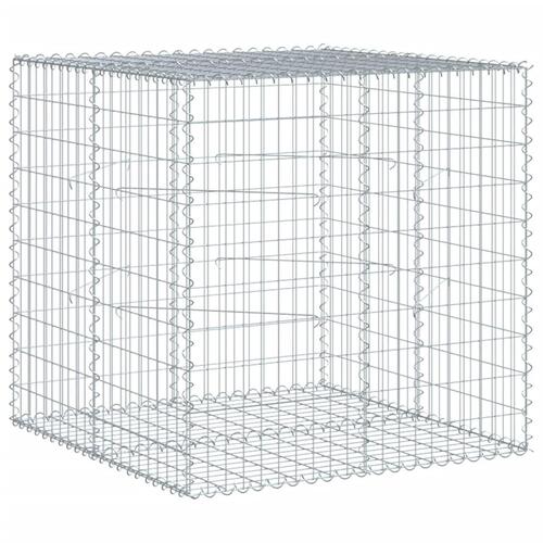 Gabionkurv med cover 100x100x100 cm galvaniseret jern