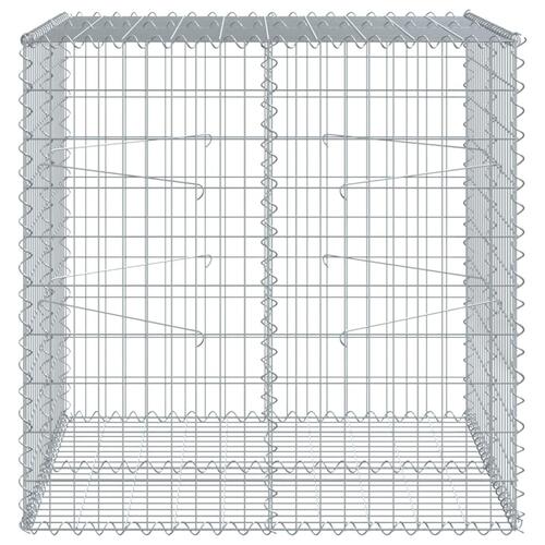 Gabionkurv med cover 100x100x100 cm galvaniseret jern