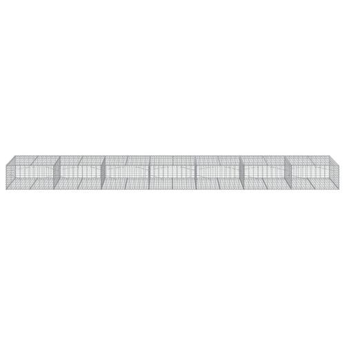 Gabionkurv med cover 700x100x50 cm galvaniseret jern