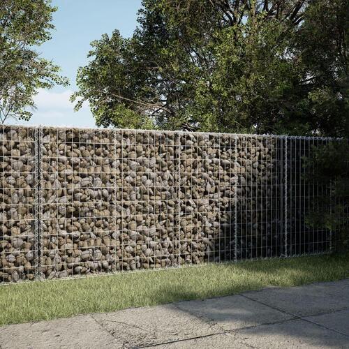 Gabionkurv med cover 200x50x100 cm galvaniseret jern
