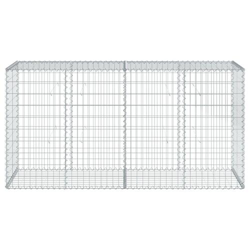Gabionkurv med cover 200x50x100 cm galvaniseret jern