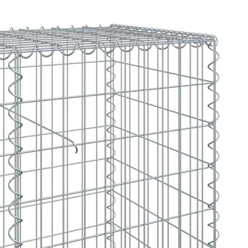Gabionkurv med cover 200x50x100 cm galvaniseret jern