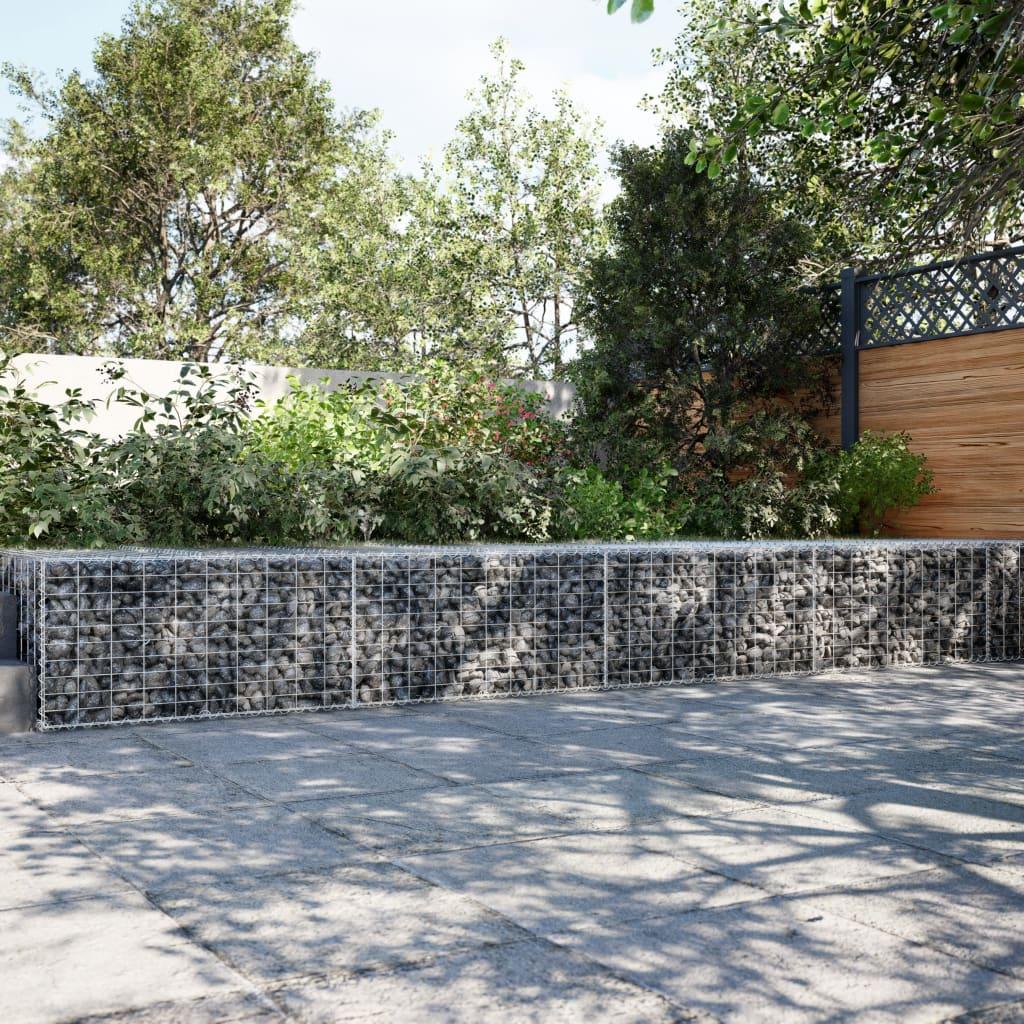 Gabionkurv med cover 400x100x50 cm galvaniseret jern
