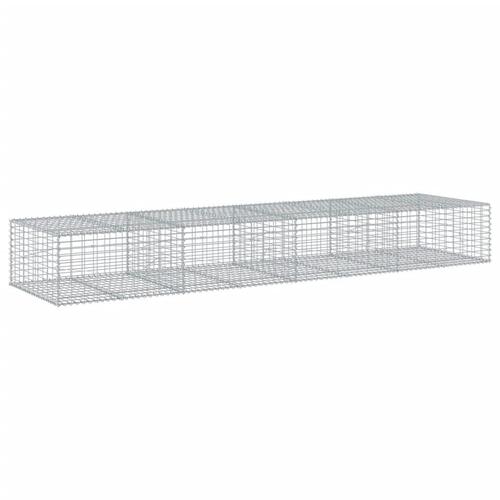 Gabionkurv med cover 400x100x50 cm galvaniseret jern