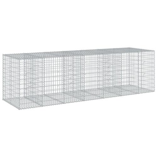 Gabionkurv med cover 350x100x100 cm galvaniseret jern
