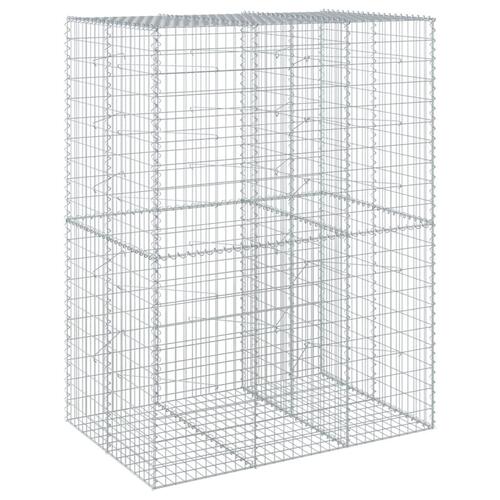 Gabionkurv med cover 150x100x200 cm galvaniseret jern