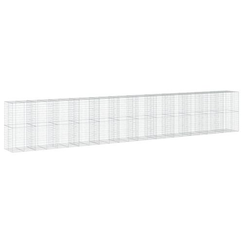 Gabionkurv med cover 1200x100x200 cm galvaniseret jern