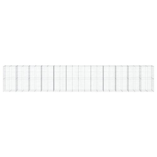 Gabionkurv med cover 1200x100x200 cm galvaniseret jern