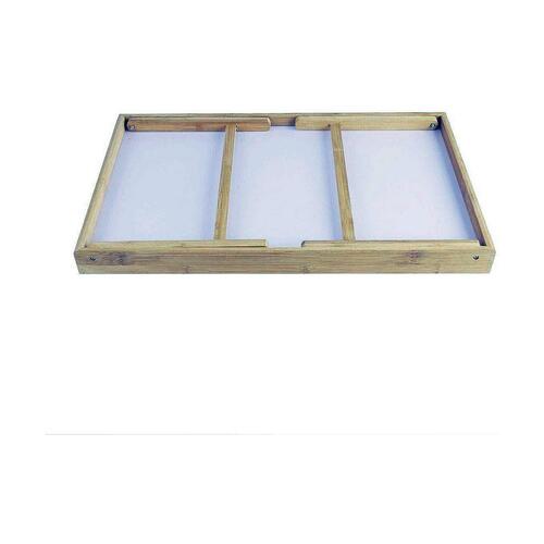 Sammenklappelig sengebakke i bambus/træ - 50 × 30 × 22 cm, hvid