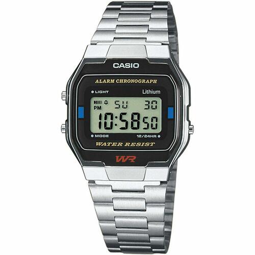 Casio dameur A163WA-1QES - digital armbåndsur i sølv
