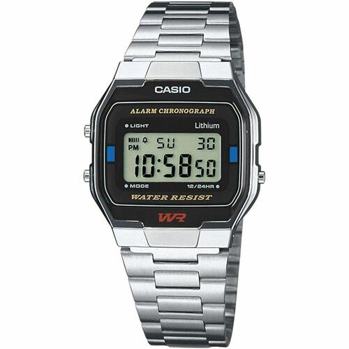 Casio dameur A163WA-1QES - digital armbåndsur i sølv