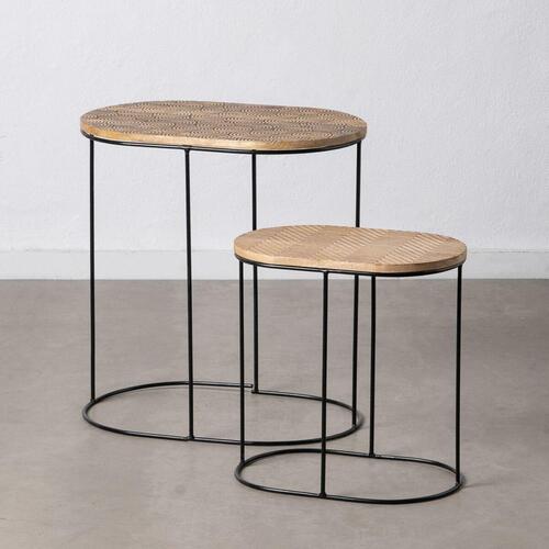 Sofabord 60 x 39,5 x 60 cm Natur Sort Metal Træ (2 enheder)