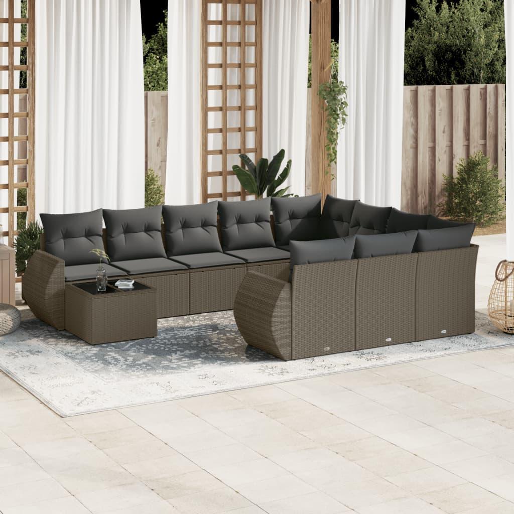 Sofasæt Til Haven 11 Dele Med Hynder Polyrattan - Lysegrå og mørkegrå