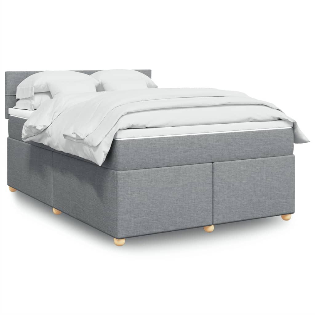 Kontinentalseng med madras og topmadras 140x190 cm - stof, lysegrå