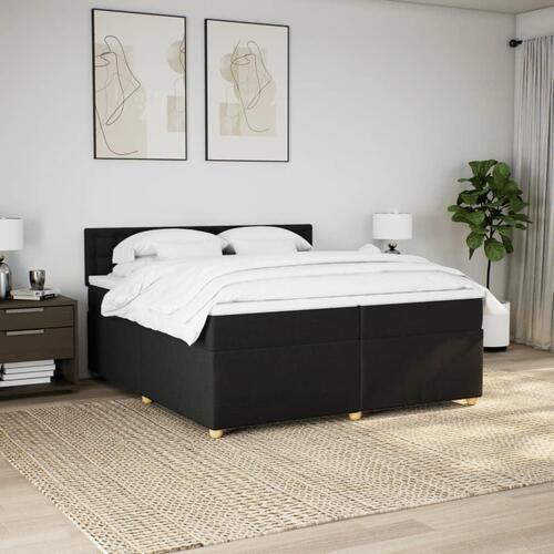 Kontinentalseng med madras 200x200 cm stof sort
