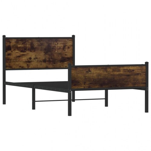 Sengeramme i metal 100x200 cm - røget egetræslook