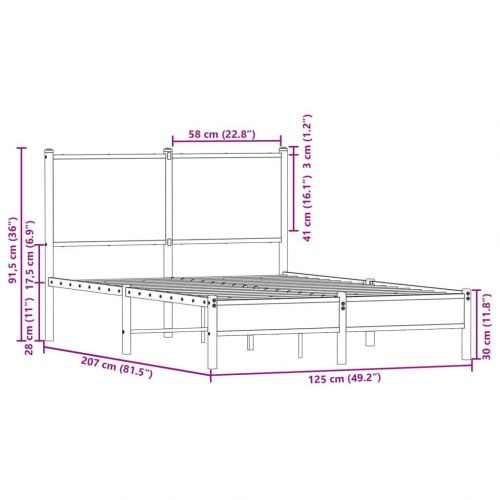 Sengeramme 120 x 200 cm i metal - sonoma-eg