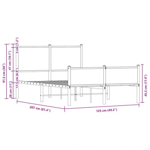 Sengeramme uden madras 120x200 cm i metal - sonoma-eg