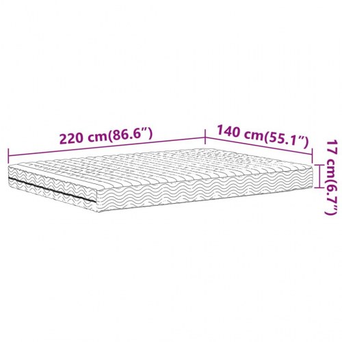 Skummadras 140×220 cm - H2/H3 - hvid, strikket betræk