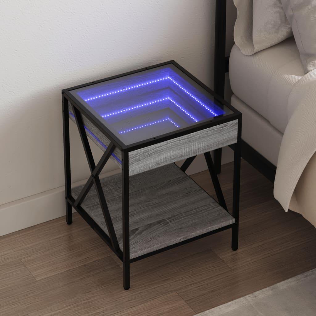 Sofabord Med Infinity Led-Lys 40X40X49 Cm - Grå sonoma-eg