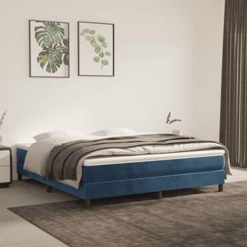Springmadras med pocketfjedre - medium 160×210×20 cm, fløjl mørkeblå